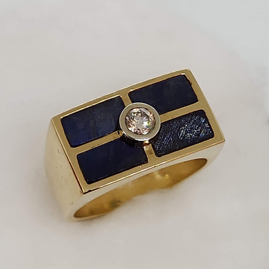 Diamond and Labradorite Inlay Ring