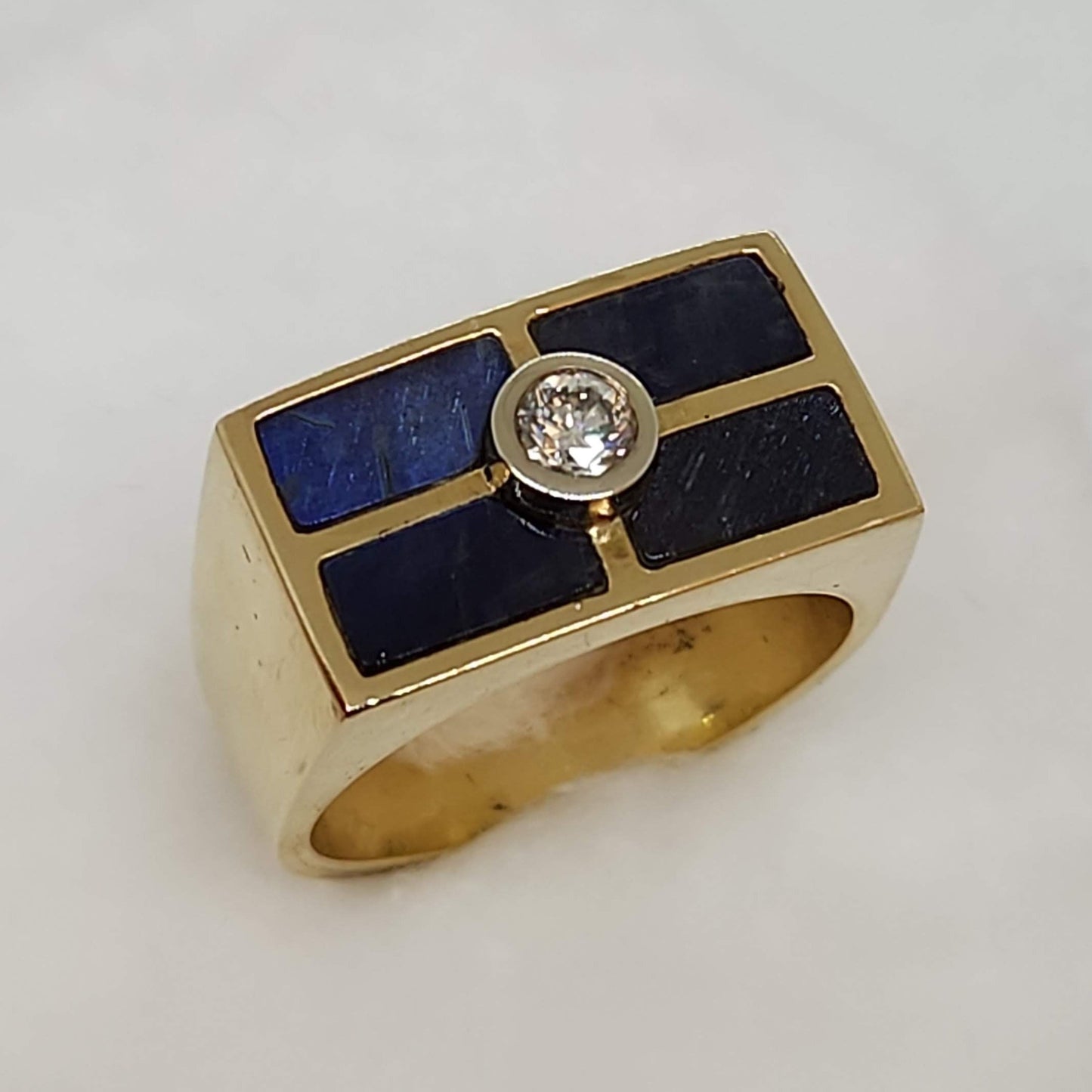 Diamond and Labradorite Inlay Ring