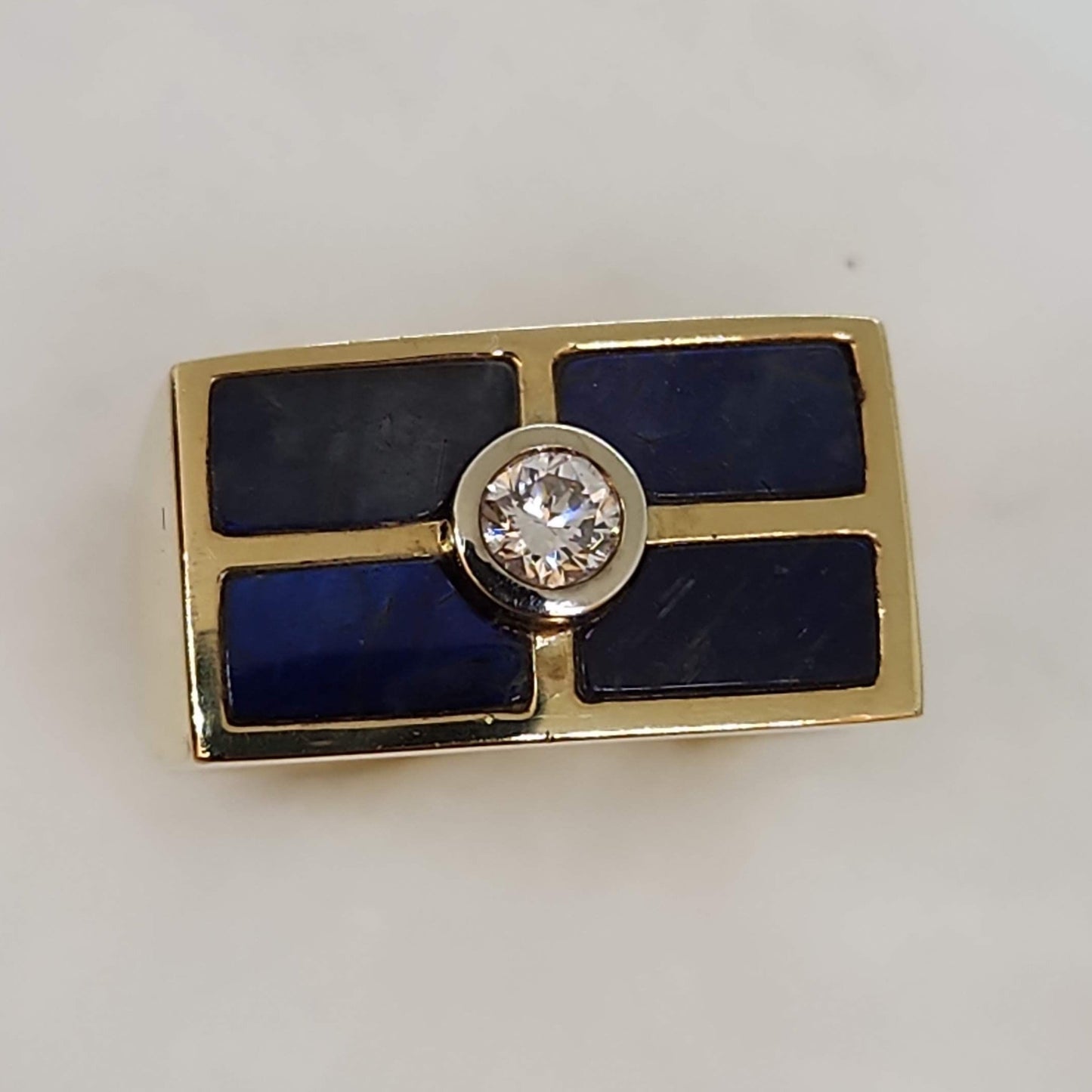 Diamond and Labradorite Inlay Ring