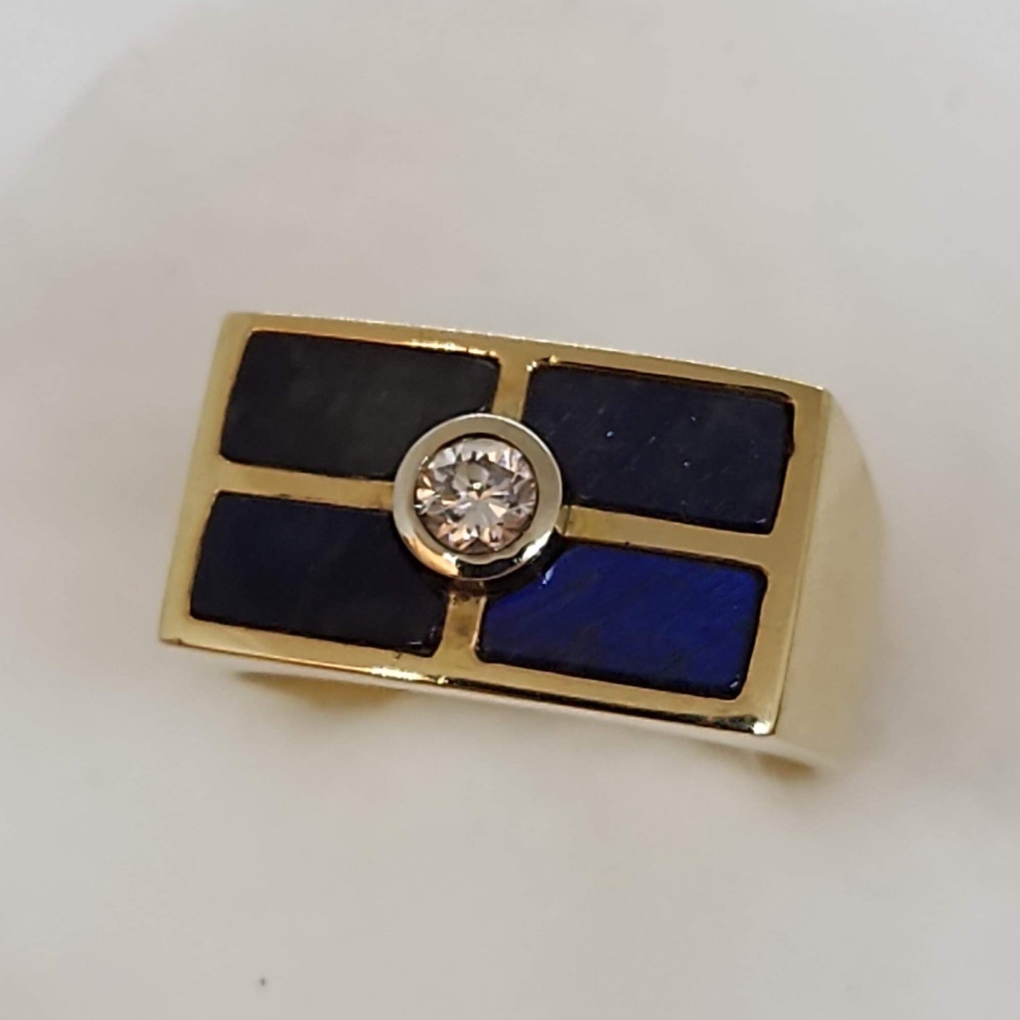 Diamond and Labradorite Inlay Ring