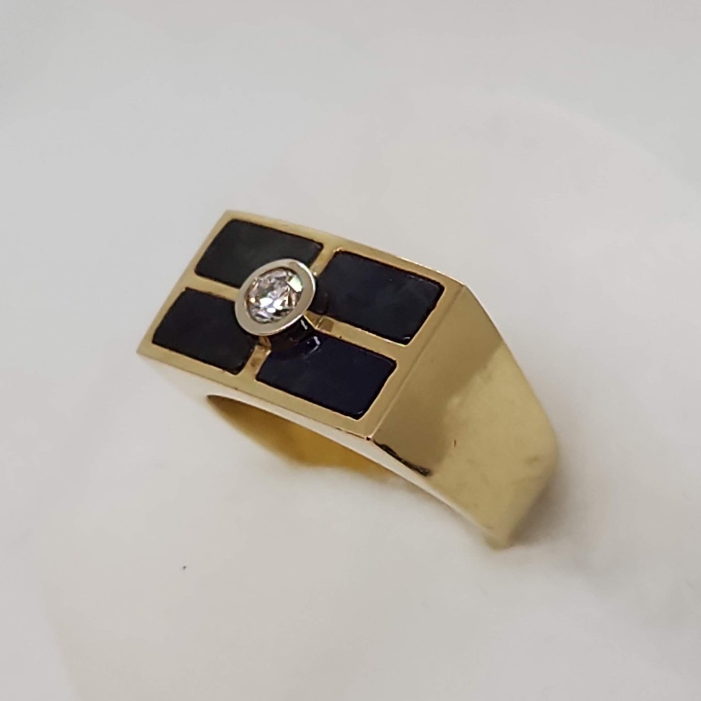 Diamond and Labradorite Inlay Ring