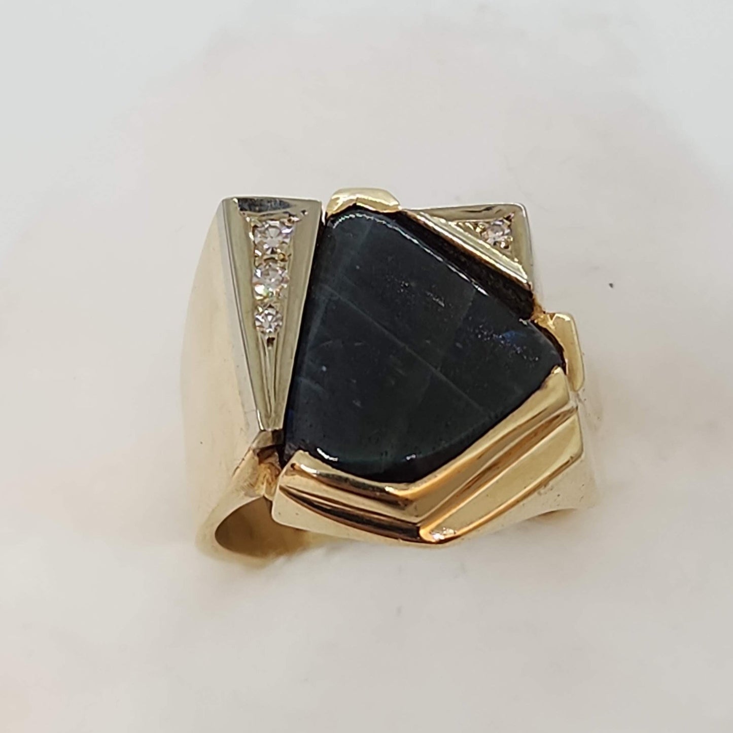 Labradorite and Diamond Ring