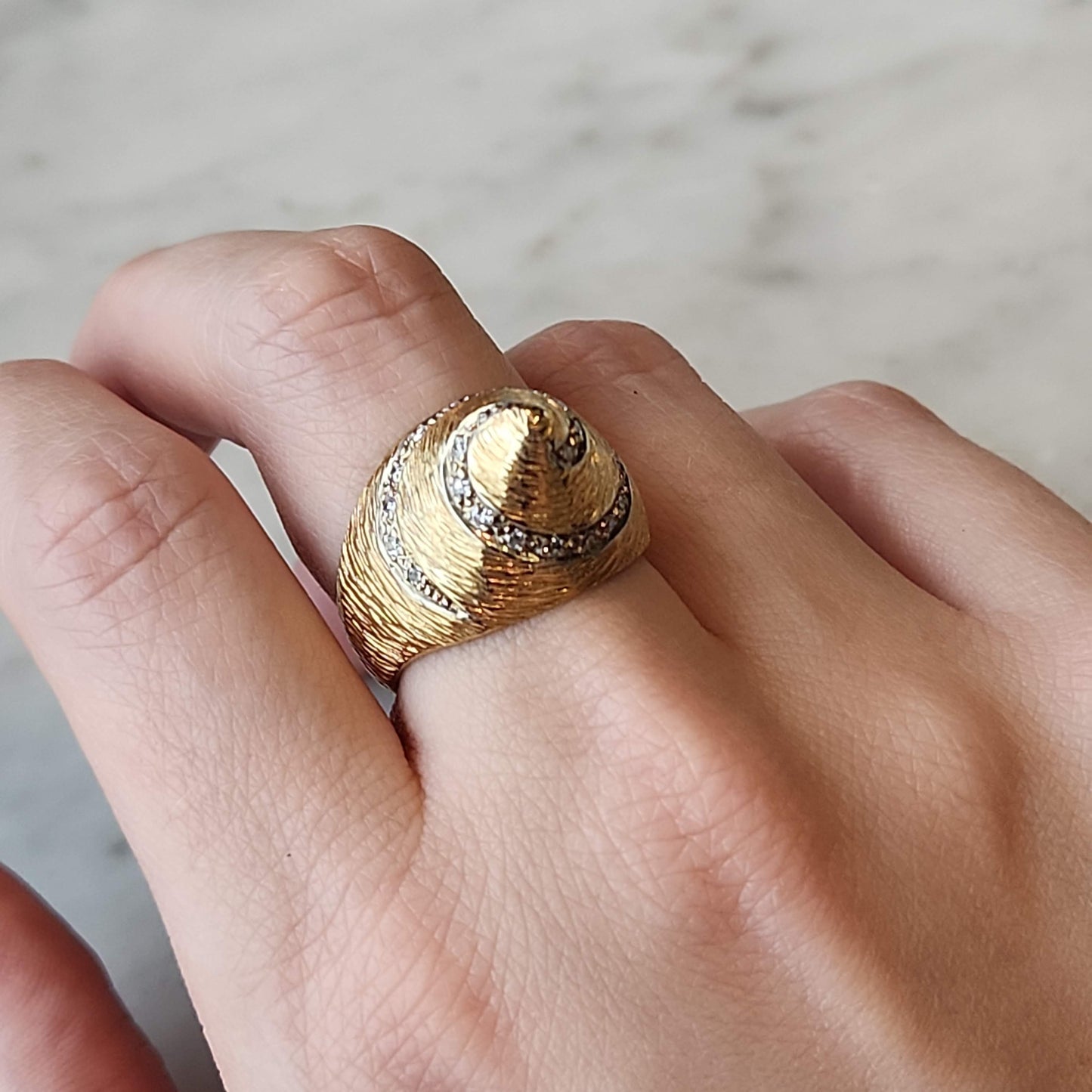 Gold Cone Ring with Diamonds