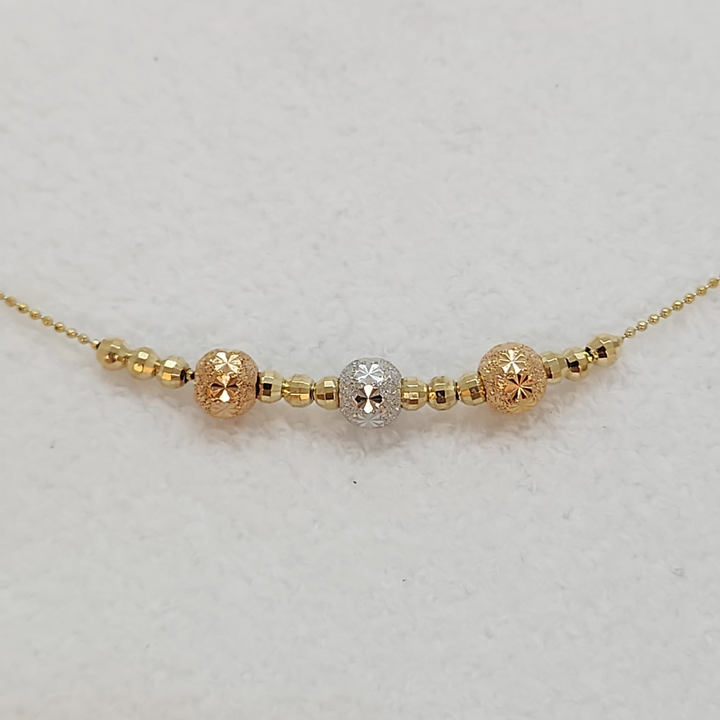 Tri Coloured Gold Ball Necklace
