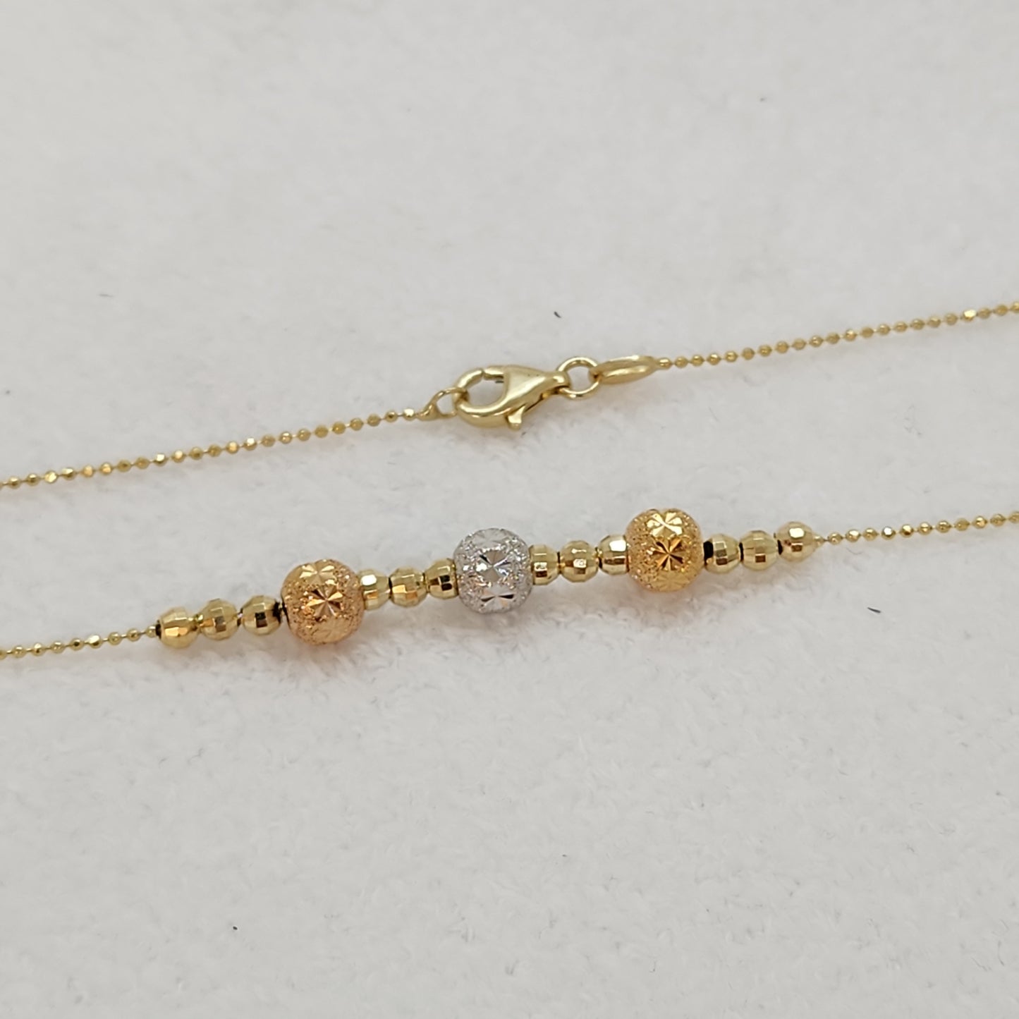 Tri Coloured Gold Ball Necklace