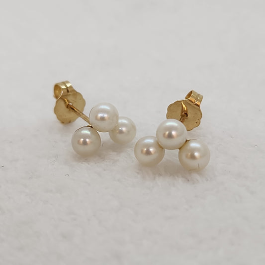 Tri Pearl Studs