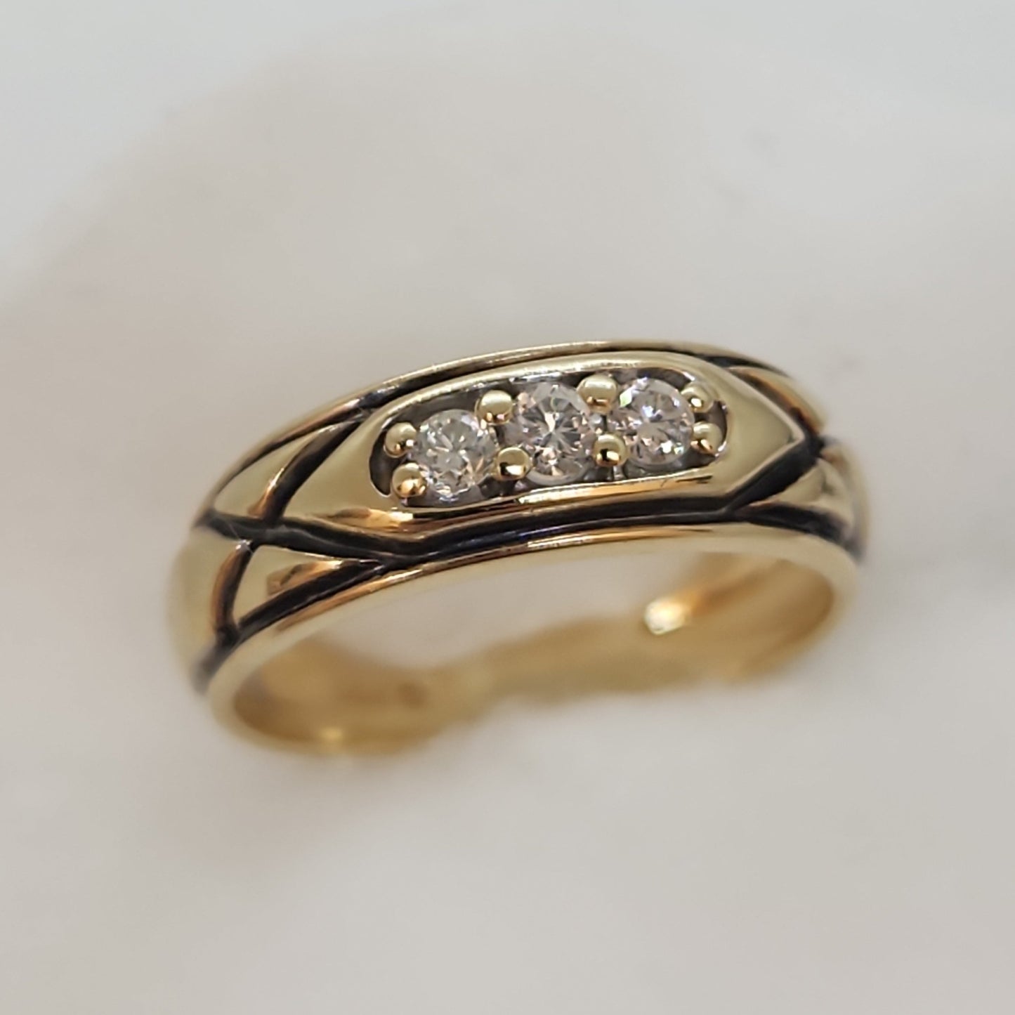 Masculine Tri Diamond Ring