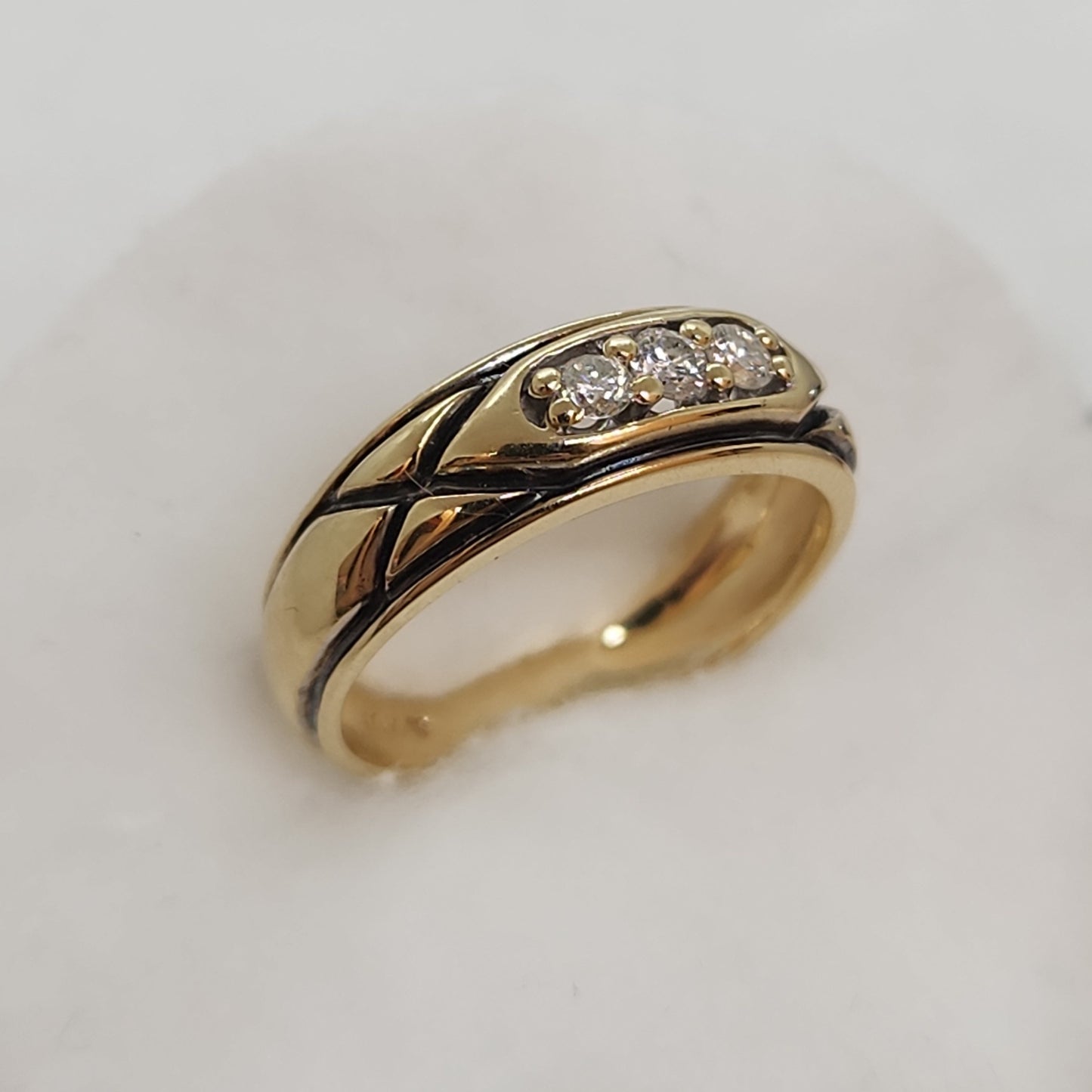 Masculine Tri Diamond Ring