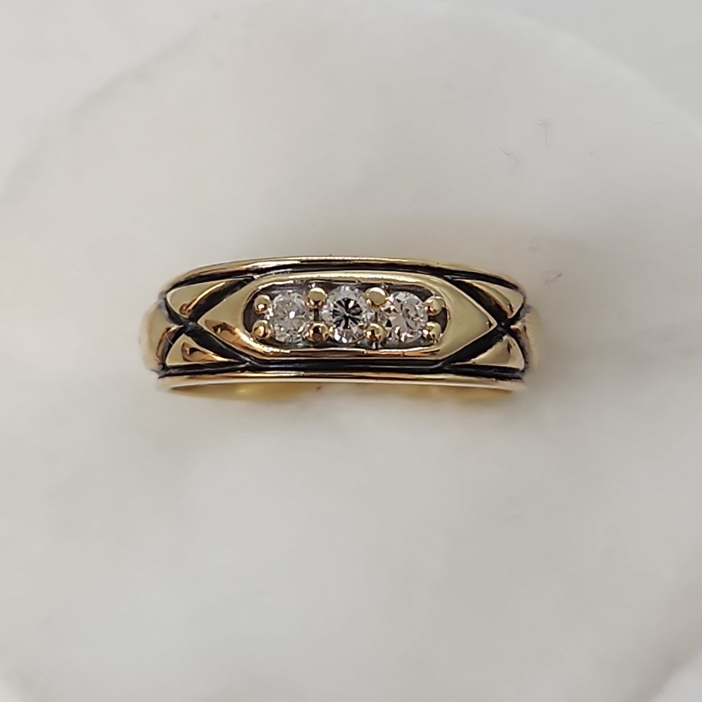 Masculine Tri Diamond Ring
