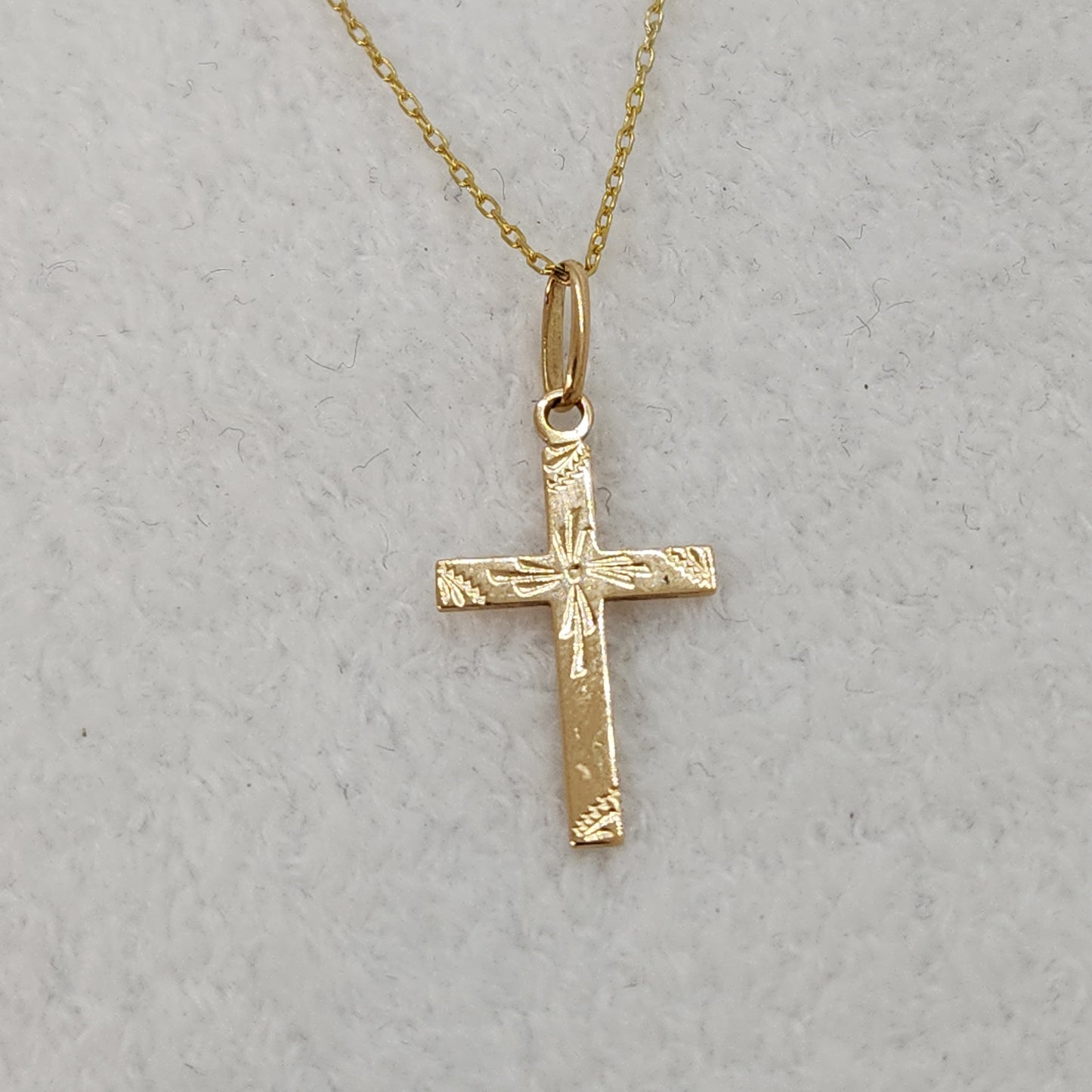 Gold Cross with Hand Engraving
