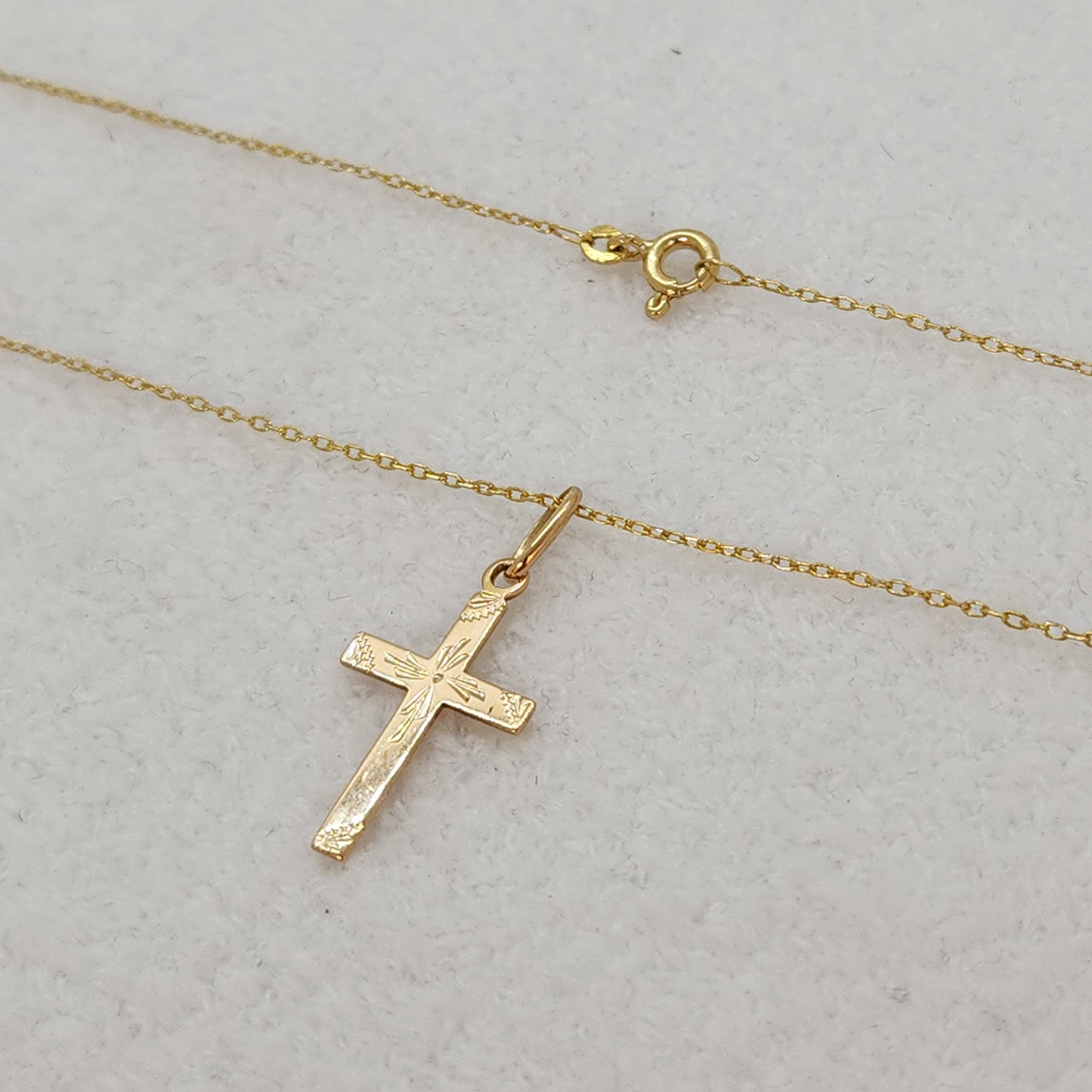 Gold Cross with Hand Engraving