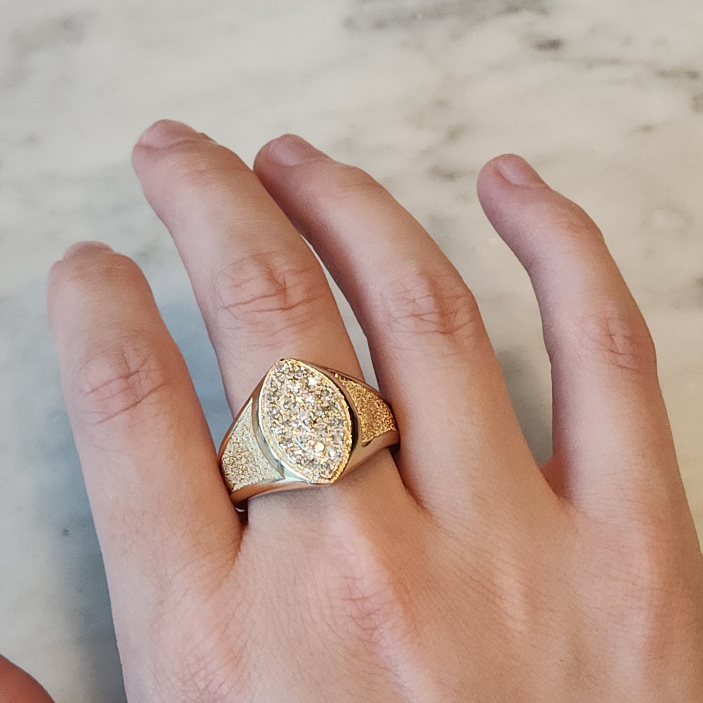 Unisex Diamond Marquise