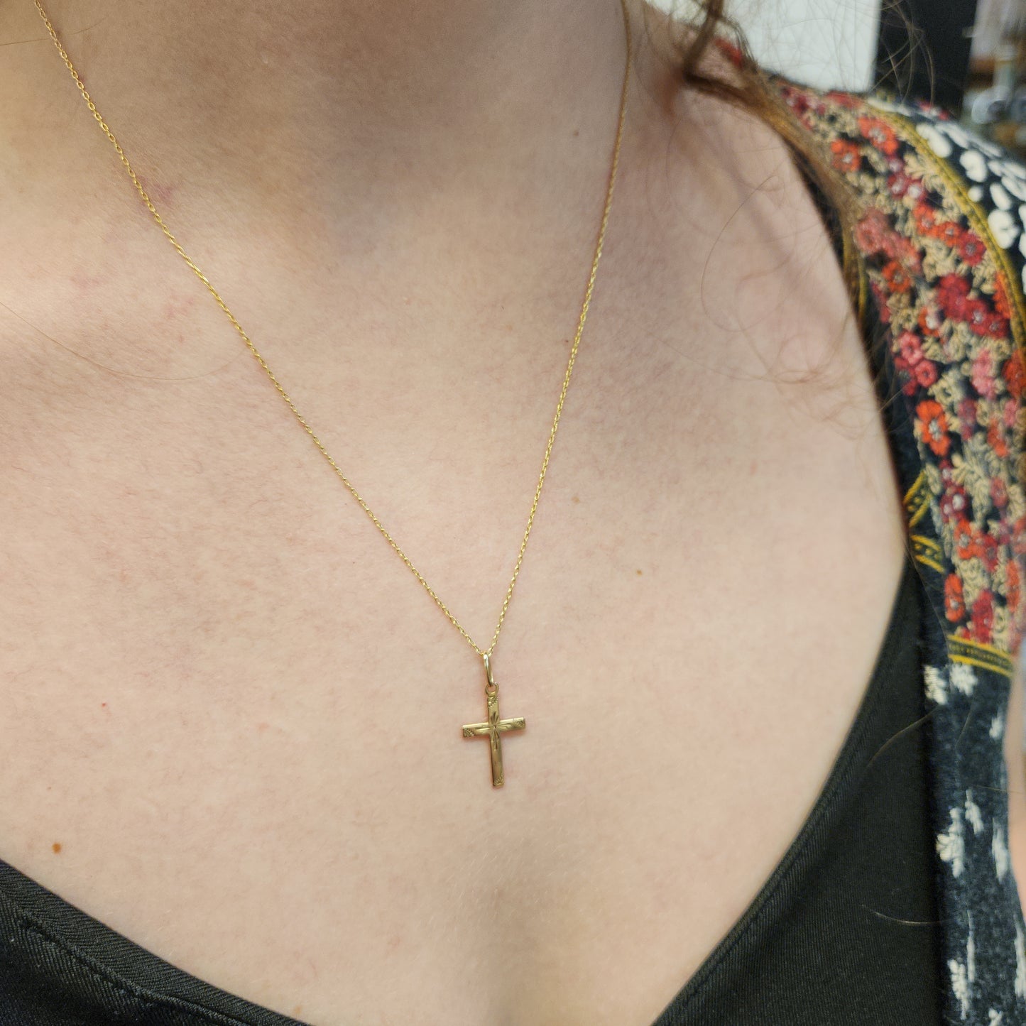 Gold Cross with Hand Engraving