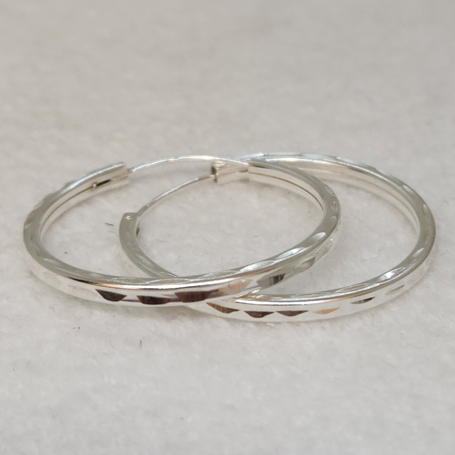 Textured Silver Hoops