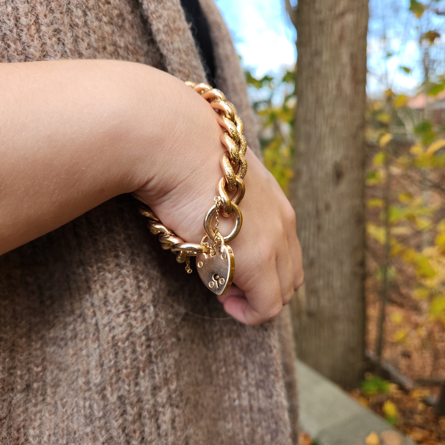 Day and Night with Heart Padlock Clasp