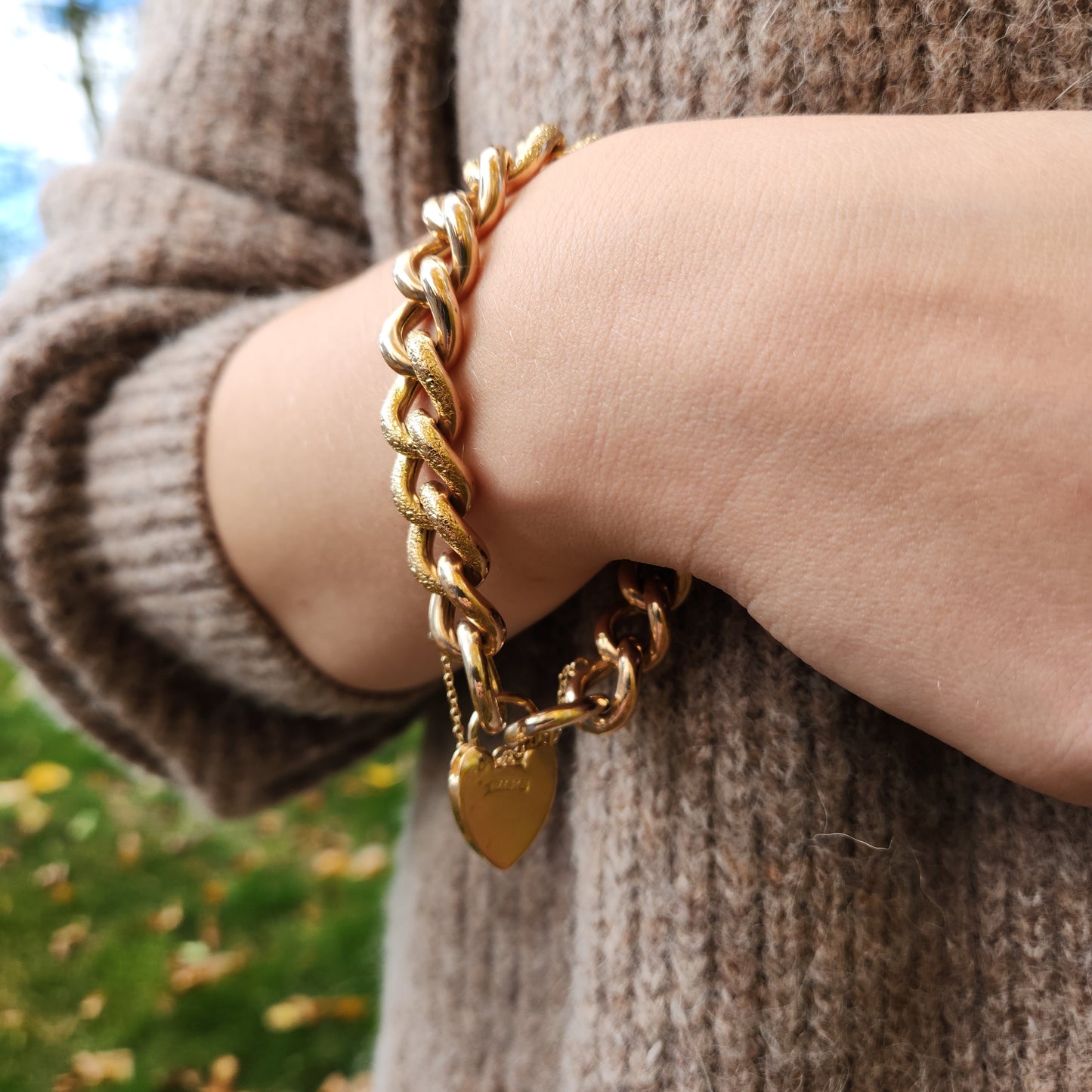 Day and Night with Heart Padlock Clasp