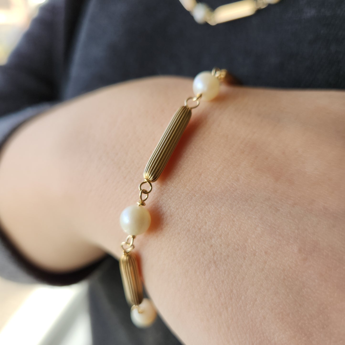 Fluted & Pearl - Bracelet