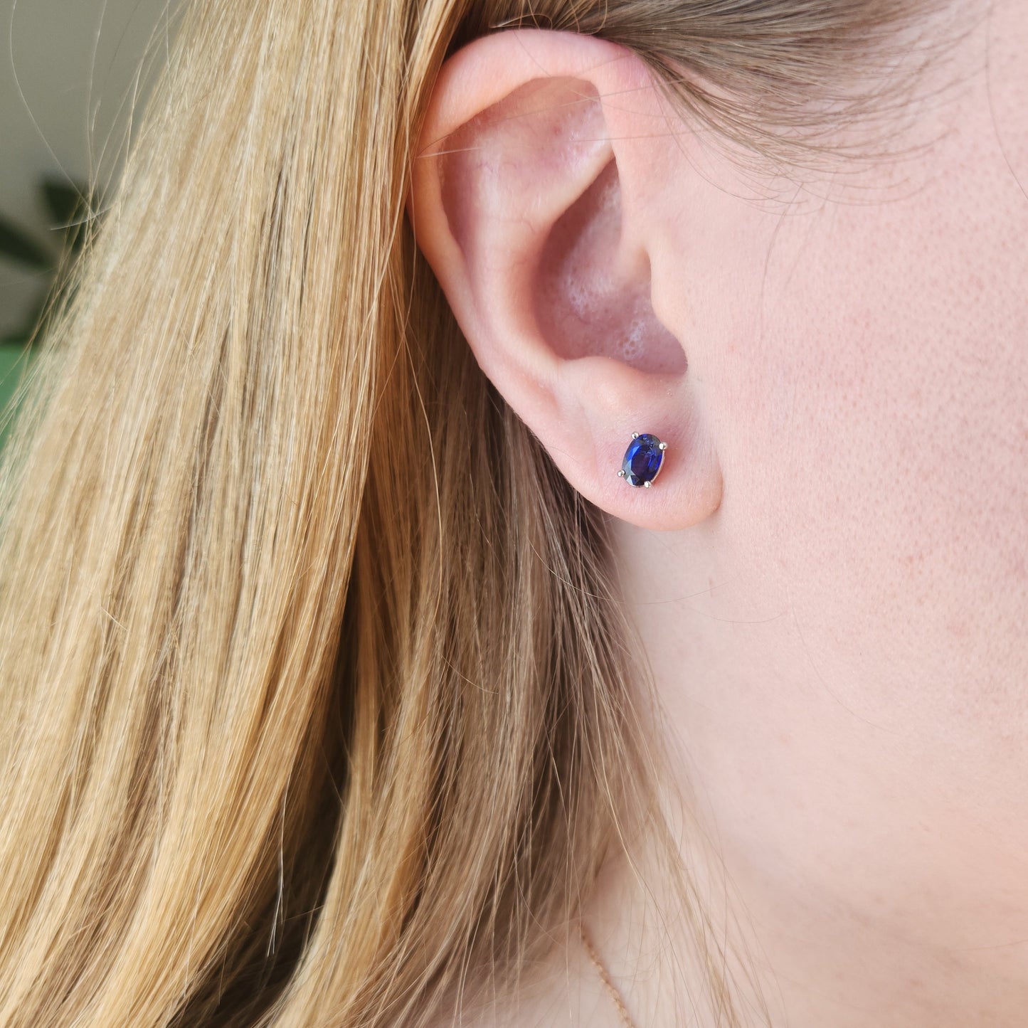Deep Blue Sapphire Studs