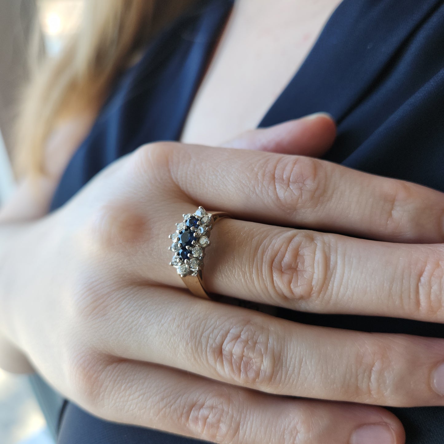 Sapphire and Cubic Zirconia Ring