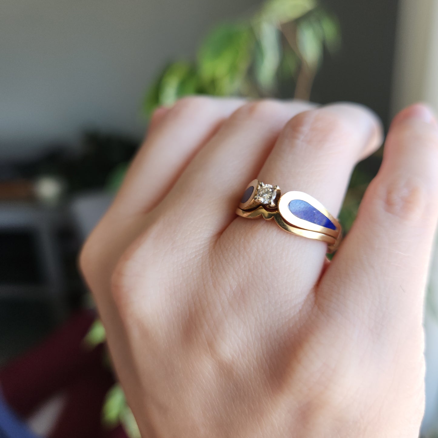Diamond and Lapis Lazuli Ring