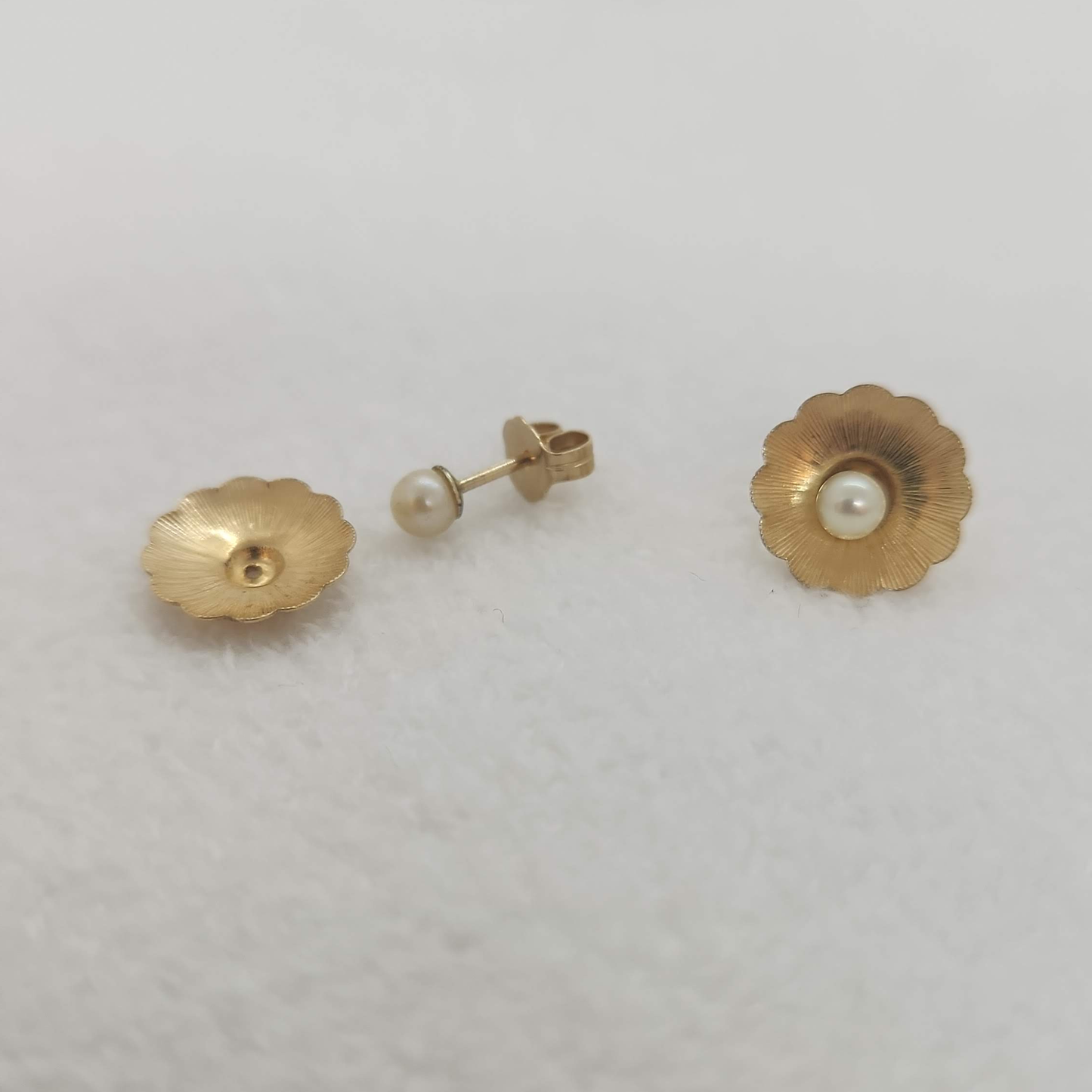Gold & Pearl Poppy Stud Earrings