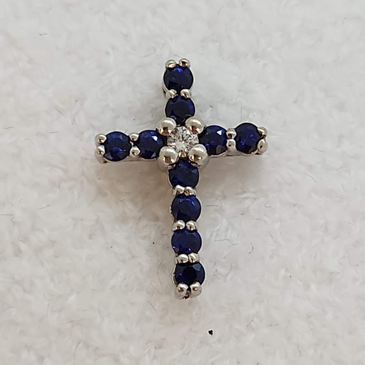 Sapphire and Diamond Cross Pendant