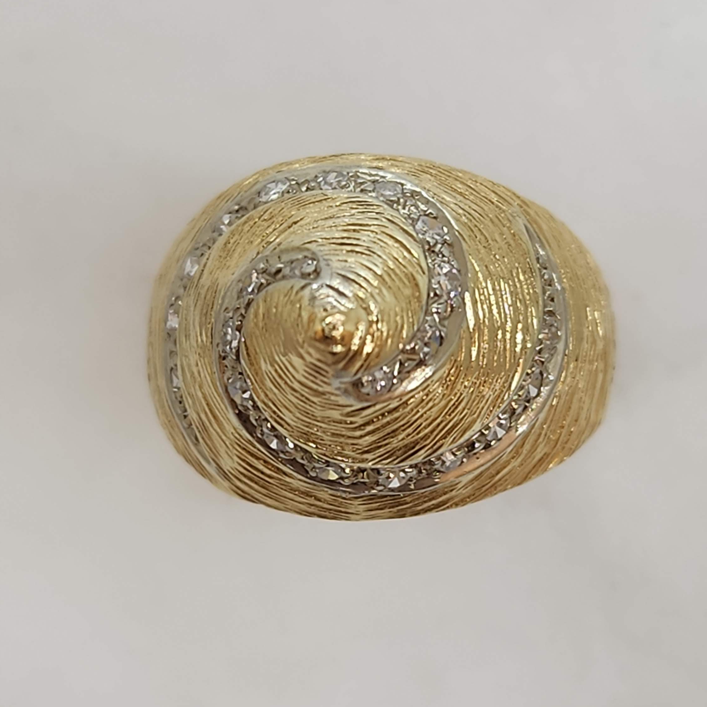 Gold Cone Ring with Diamonds