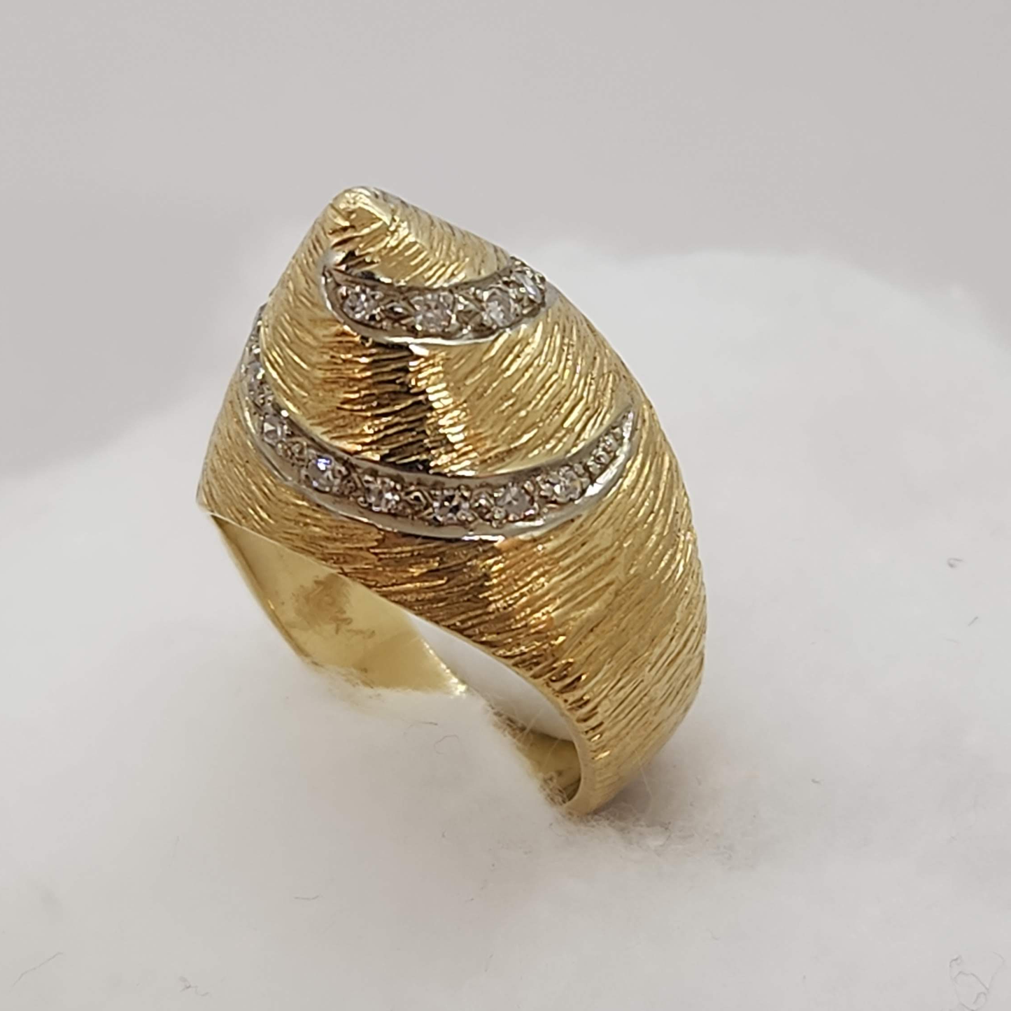 Gold Cone Ring with Diamonds