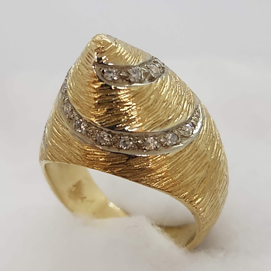 Gold Cone Ring with Diamonds