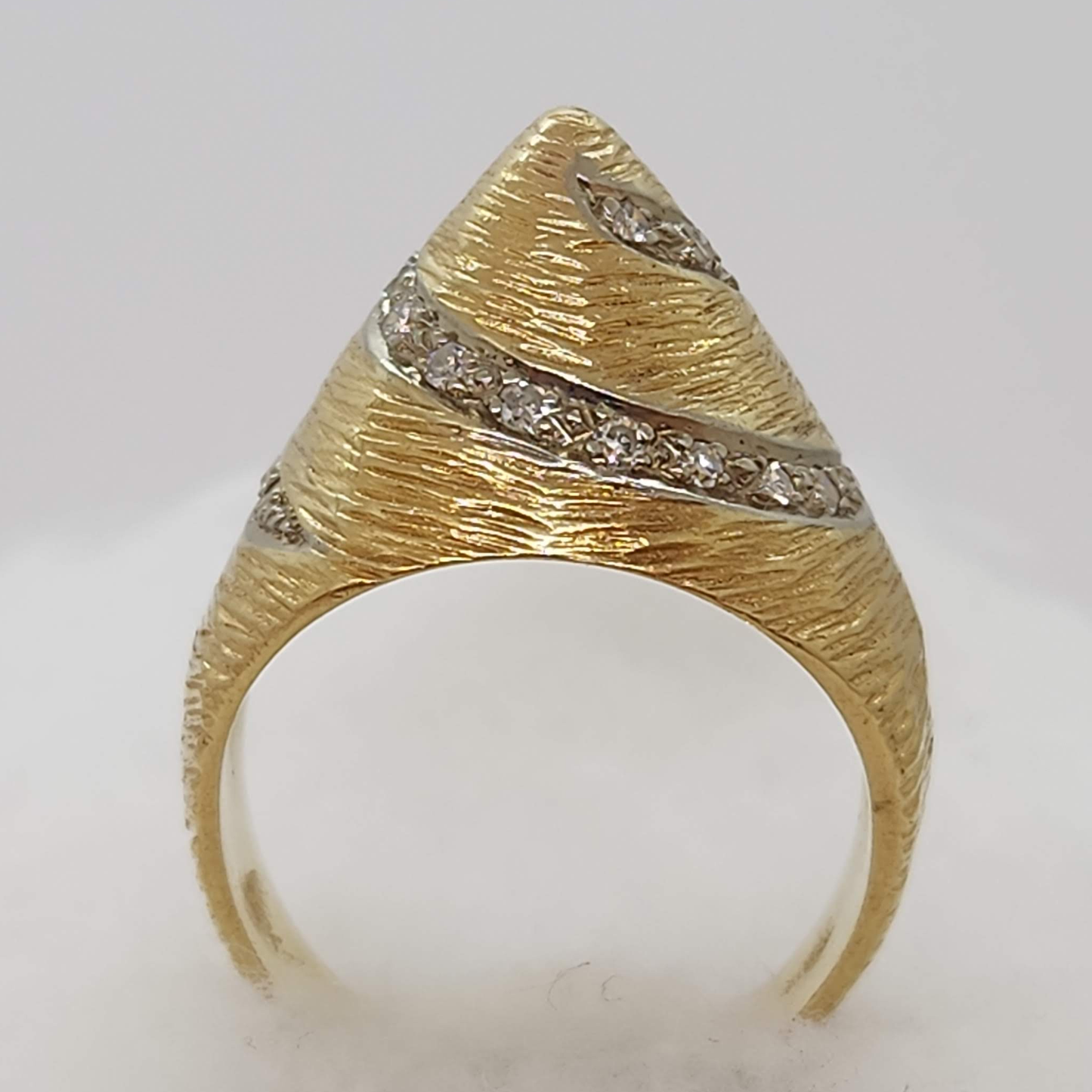 Gold Cone Ring with Diamonds