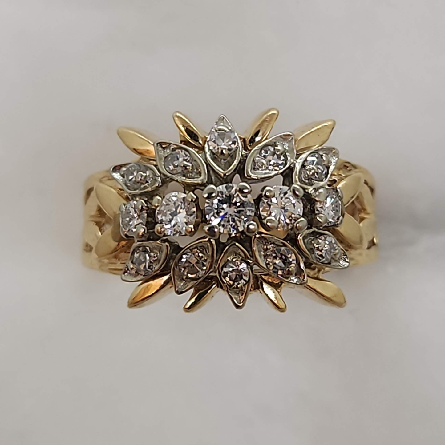 Floral Diamond Cluster Ring