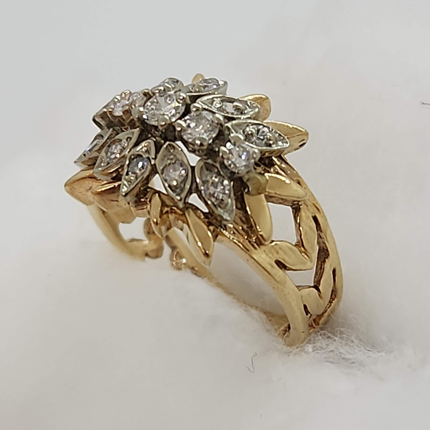 Floral Diamond Cluster Ring
