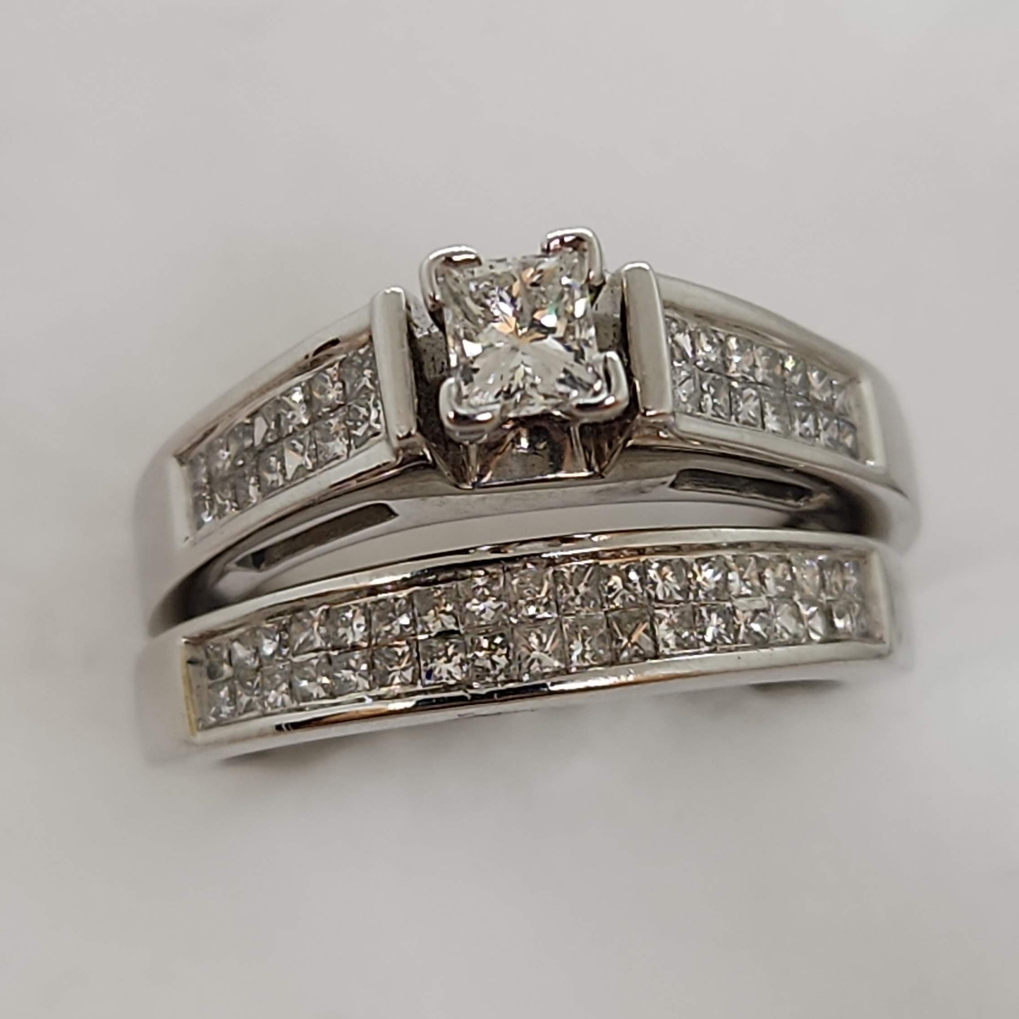 Princess Cut Natural Diamond Wedding Set