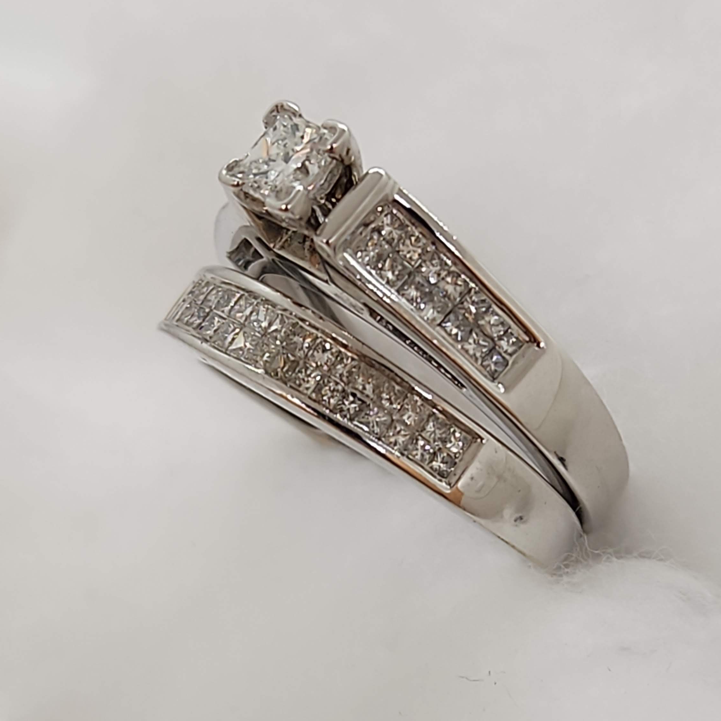 Princess Cut Natural Diamond Wedding Set