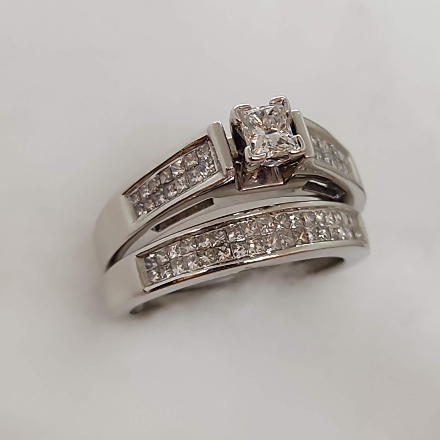 Princess Cut Natural Diamond Wedding Set
