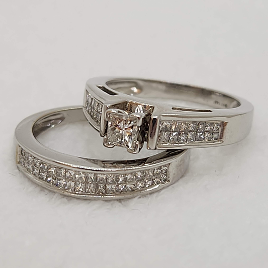 Princess Cut Natural Diamond Wedding Set