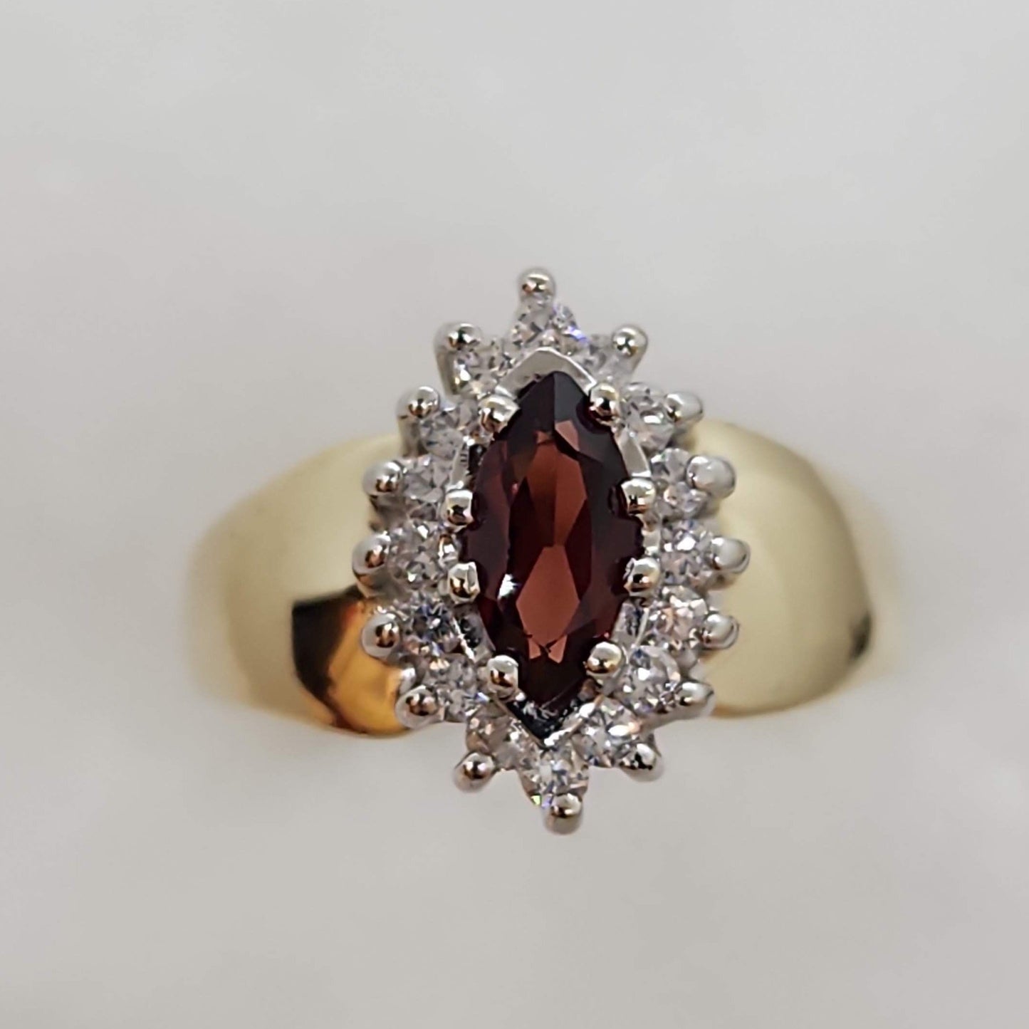 Garnet and Cubic Zirconia Ring