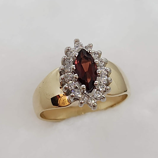 Garnet and Cubic Zirconia Ring