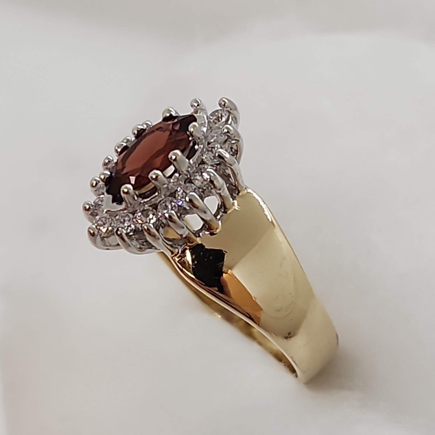 Garnet and Cubic Zirconia Ring