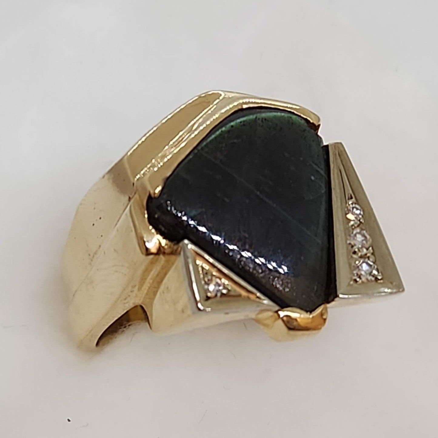 Labradorite and Diamond Ring