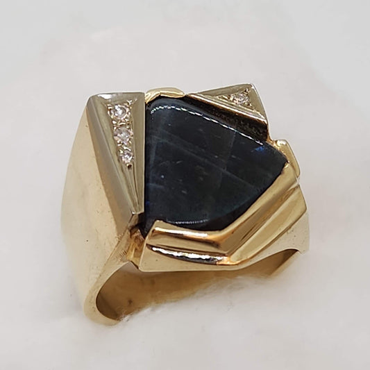 Labradorite and Diamond Ring
