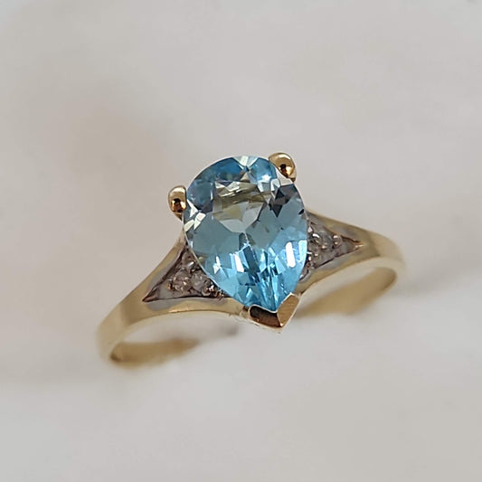 Blue Topaz Pear Ring