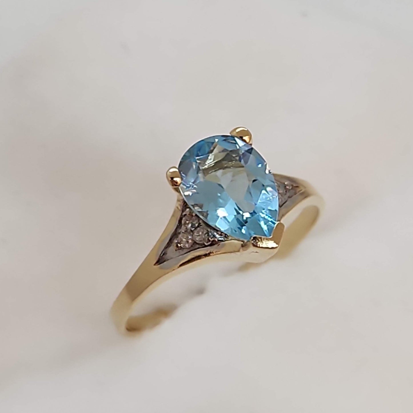 Blue Topaz Pear Ring