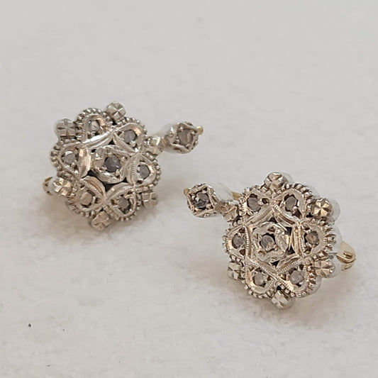 1900s Silver and 9K Gold Earrings