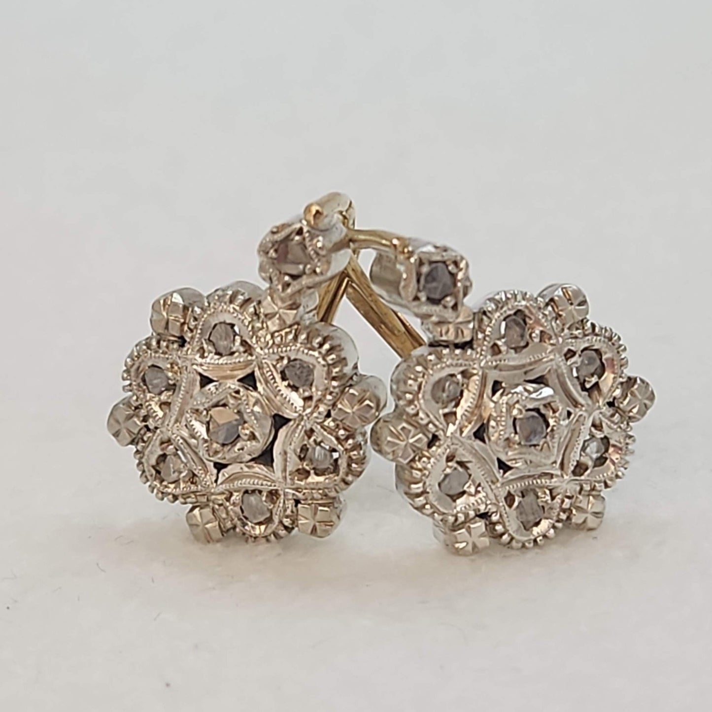 1900s Silver and 9K Gold Earrings