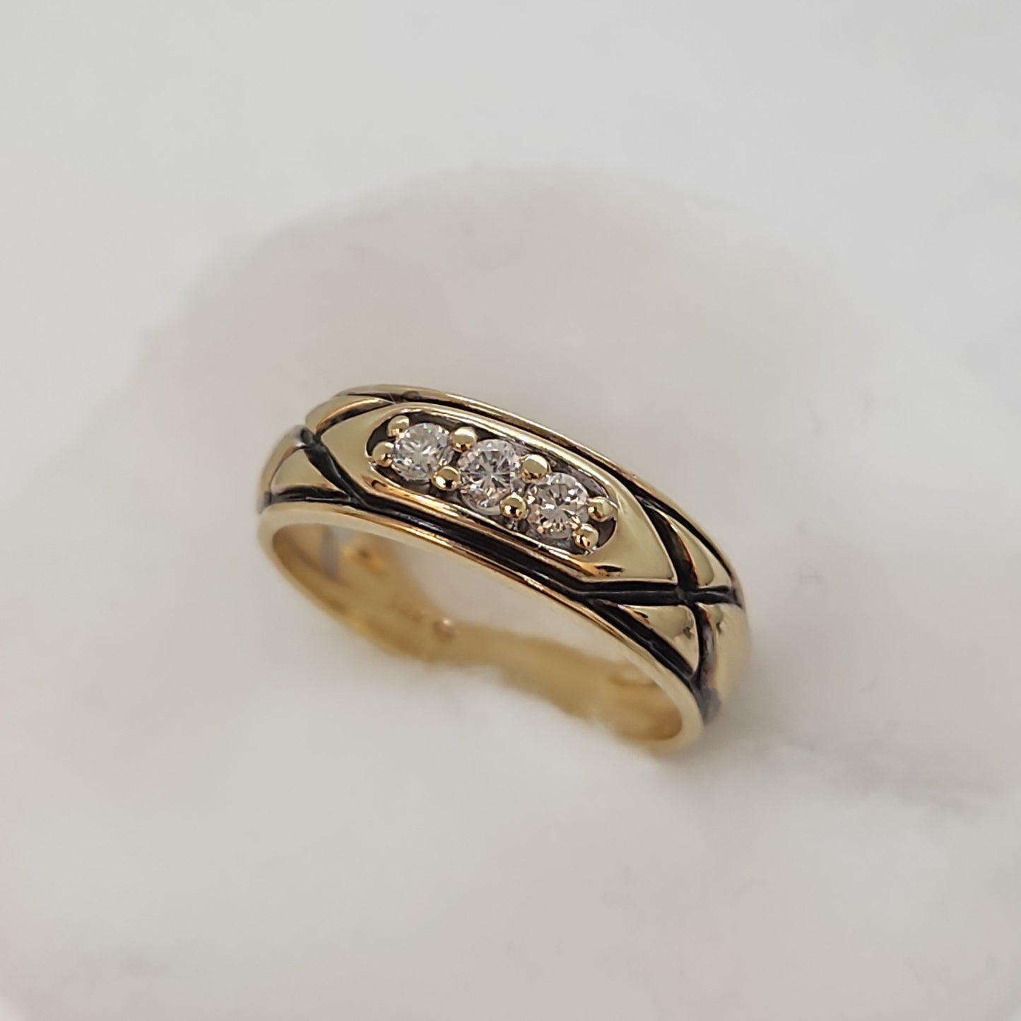 Masculine Tri Diamond Ring