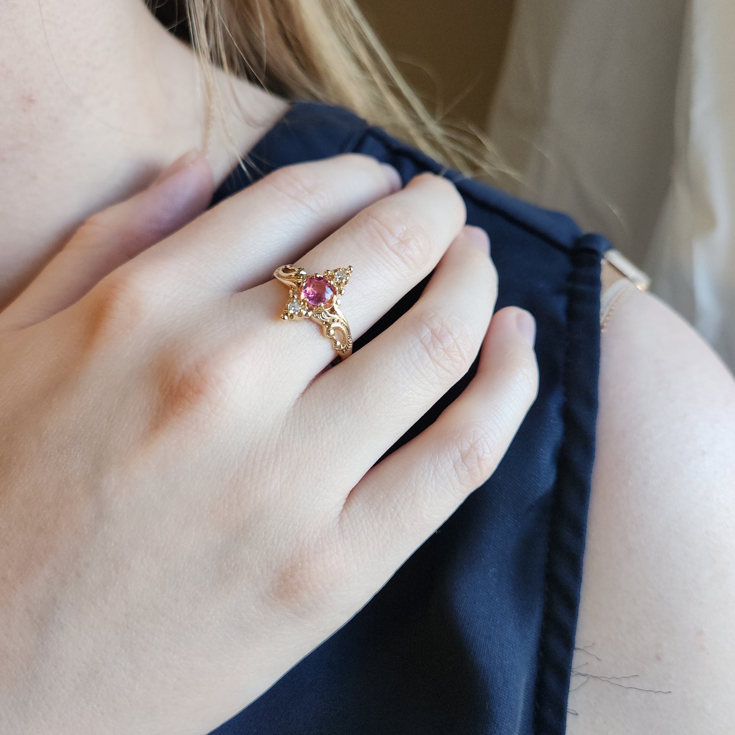 Pink Tourmaline and Diamonds