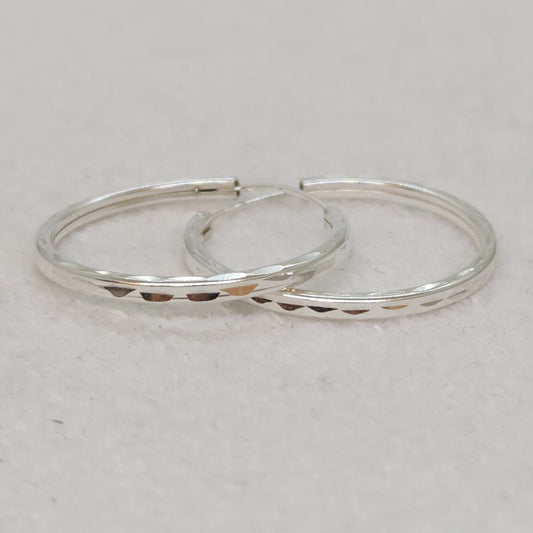 Textured Silver Hoops