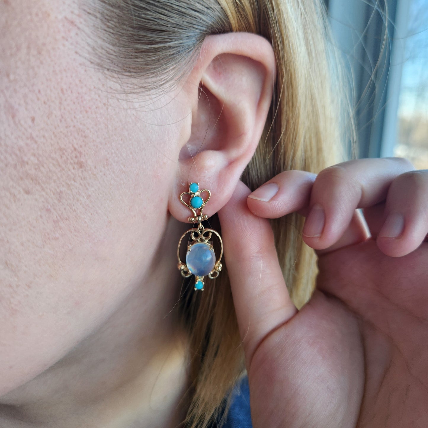 Bohemian Imitation Turquoise and Moonstone
