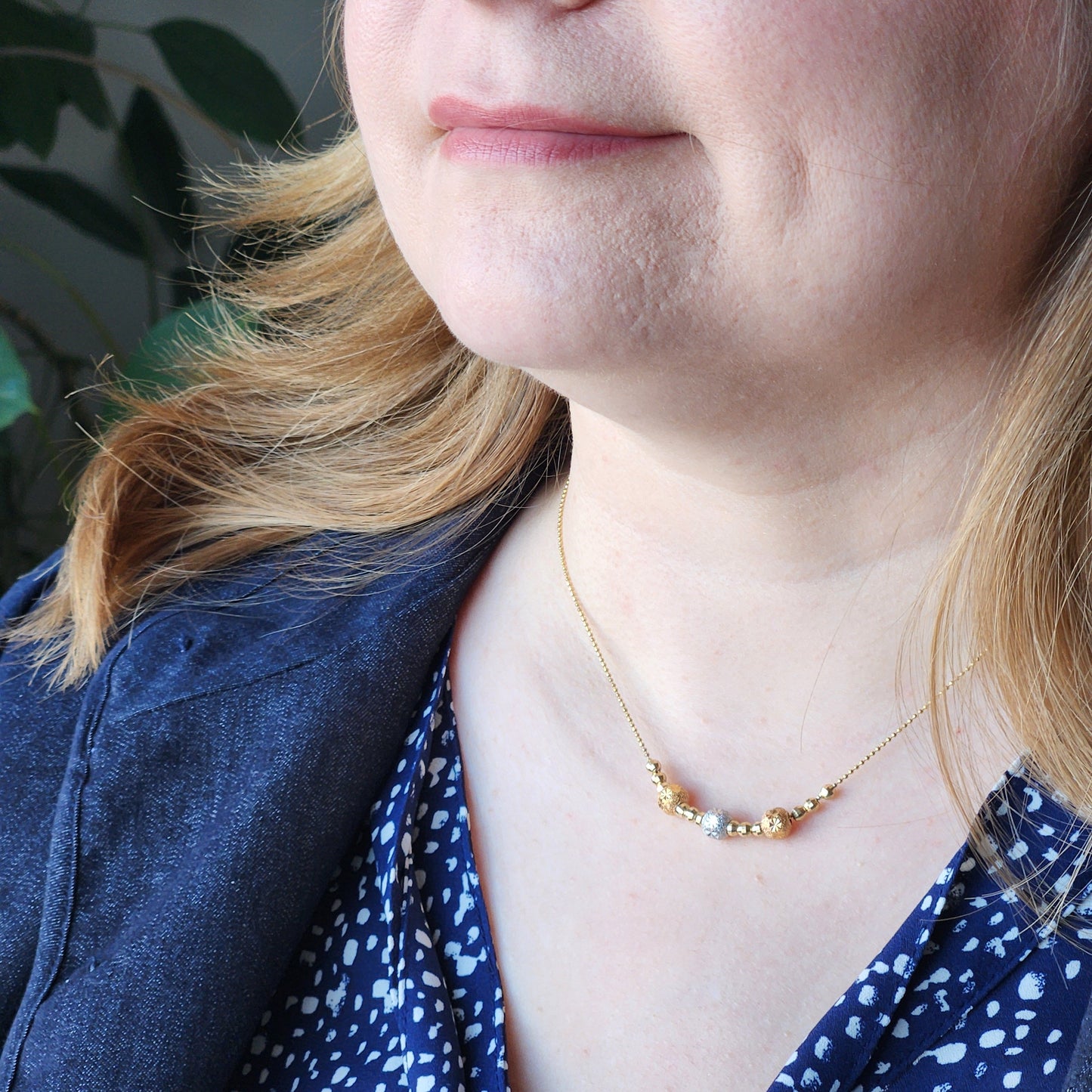 Tri Coloured Gold Ball Necklace